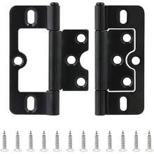2PCS Non - Mortise Hinges 3 Inch Black Door Hinges With Mounting Screws, Chest Hinges Heavy Duty Bifold Door Hinges Iron Cabinet Hinges, Precision Butt Hinge Furniture Cupboard - 2 Pieces + Black - View 1