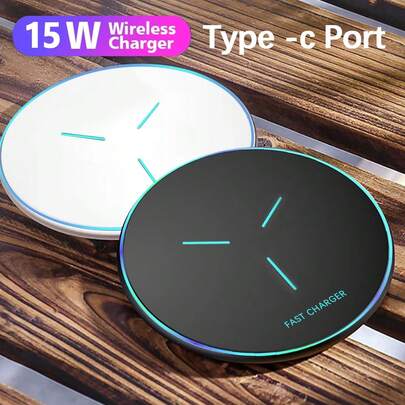 15W Wireless Charger, Compatible With IPhone 17/16/15/14/13/12 Pro/XS Max/Mini/X/XR, Inductive Fast Wireless Charging Pad, Compatible With Samsung
