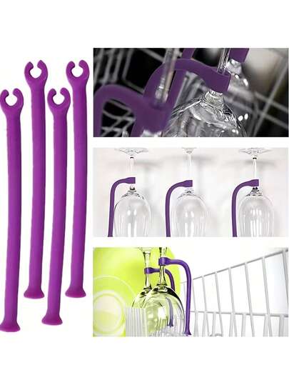 2/4pcs Adjustable Silicone Wine Glass Holder - Non-Slip Design, Dishwasher , Space-Saving Home Bar, Kitchen And Entertainment Accessory