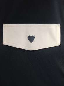 2pcs/Set Women Casual Round Neck Heart Pattern Long Sleeve Top And Pants Suit, Autumn/Winter Black Spring - Black - View 7