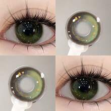 JeweLens 1对彩色闪亮瞳孔美颜角色扮演绿色美瞳化妆隐形眼镜星系彩色隐形眼镜 - 墨綠色 - 查看 4