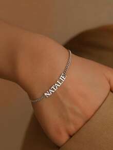 Custom Name Curb Chain Bracelet - Minimal Personalized Name Jewelry - Birthday Gift For Her - Multicolor - View 4