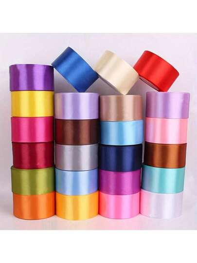 5 Rolls 4cm Wide Elegant Polyester Ribbon, Suitable For Wedding And Theme Party Decoration, Handmade DIY, Cake Gift Packaging - Multiple Colors, Wedding Decor, Room Decoration, Atmosphere Creation, Holiday Decoration Ribbon