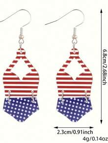 1 Pair Boho Style Striped Bikini Slipper Earrings, Suitable For Beach Travel, 4th Of July Independence Day - Bikini Flip-flop Earrings - View 3