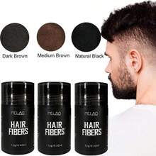 MELAO 增发纤维，12克/0.42盎司，3种自然色号（中棕色、自然黑色、深棕色），可瞬间增厚发根，遮盖秃顶和稀疏区域，打造自然妆效，防水。 - 彩色 - 查看 2