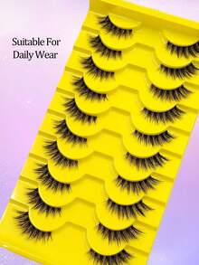 Asiteo 10对半眼假睫毛，自然交叉假睫毛，透明睫毛梗，轻盈柔软，可重复使用，仿貂毛假睫毛，适合日常妆容，可作为接睫毛使用，适合开斋节妆容。 - 查看 3