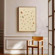1 pieza Póster de lienzo con vista aérea de gente pequeña en la playa, enmarcado/sin enmarcar, arte de pared de nadadores de verano en la , decoración minimalista de casa de playa para apartamento, sala de estar, dormitorio, decoración moderna del hogar - Póster - Ver 3