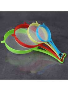 4件套塑料网筛套装，厨房筛子套装，食品豆浆面粉筛长柄筛，糖筛细茶筛，厨房用品配件工具 - 彩色 - 查看 4