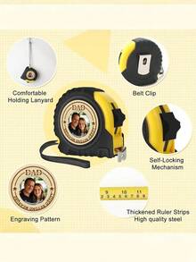 1 pieza Cinta métrica personalizada y personalizada, cinta métrica grabada, regalo de herramienta de cinta métrica retráctil para el Día del Padre, cinta métrica personalizada y personalizada para papá, abuelo, regalo de cumpleaños para el padre - Multicolor - Ver 5