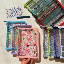 A5星形图案拉链活页夹，闪光笔记本套装，K-POP照片卡片相册，相册，大容量活页夹，便携式贴纸簿。可用作相册、文件袋、集邮册、储蓄日记、计划本、铅笔盒、贴纸簿、文件整理器、笔记本、DIY日记本、卡片夹、DIY相册、明信片活页夹。 - 星星閃光款 - 查看 4