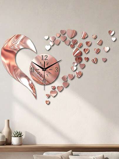 1 pieza, Reloj de pared con forma de corazón creativo DIY, reloj de decoración del hogar moderno y popular, con decoración de pared con amor, reloj de pared silencioso. Muy adecuado para la decoración de la sala de estar, el dormitorio, el restaurante y la tienda. Regalos de Año Nuevo y Día de San Valentín.