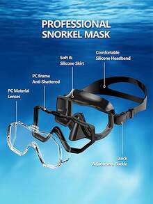 Snorkel Mask With Nose Cover, 3-Window Wide Angle High Definition Anti-Fog Anti-Leak Diving Swimming Mask - Multicolor - View 4