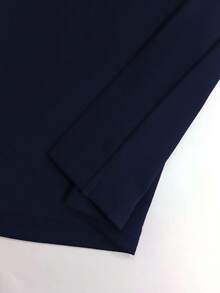 Bộ đồ nữ cỡ lớn 3 món màu trơn, phong cách thường ngày: Áo khoác/áo cardigan + Áo không tay cổ tròn + Quần ống đứng cạp chun, chất liệu mềm mại, co giãn, dáng rộng, thoải mái khi đi làm, thích hợp cho mùa xuân/thu/đông/hè. - Màu xanh hải quân - Xem 7