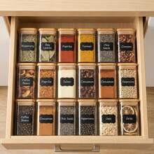 12pcs Square Glass Spice Jar, High Borosilicate Heat-Resistant Glass Seasoning Container, Salt, Pepper, Sugar, Spice Storage Bottle For Dining, Cooking, Kitchen Use - Transparent With Sealed Bamboo Lid, Suitable For Kitchen Finishing Seasoning Container Set, Cabinet Seasoning Sorting Rack Can Be Stacked, Suitable For Kitchen Finishing, Storage Moisture-Proof Powder Sprinkler, Gifts - 12-piece Set - View 4