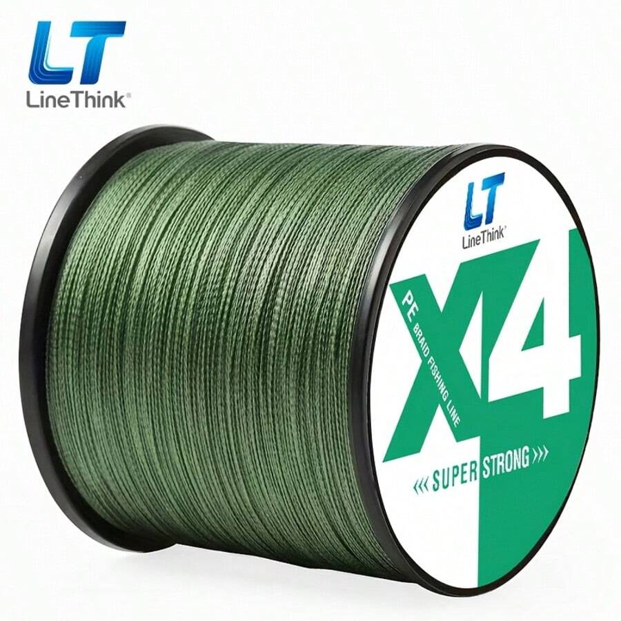 Línea de pesca trenzada LineThink de 4 hebras, 300m/500m, súper resistente y suave, adecuada para pesca en el mar y pesca de hielo - Verde militar - Ver 1