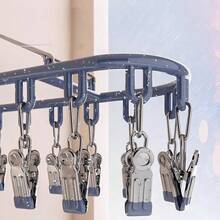 Minimalist Stainless Steel Multi-Clip Clothes Drying Rack, Multifunctional Windproof Clothesline Suitable For Home And Balcony - Multicolor - View 8