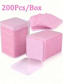 1 Box Of Lint Free Nail Wiping Cloth And Eyelash Extension Glue Cleaning Towel - Non-Woven Soft Gel Nail Remover Pad, Butterfly And Heart Design, Pink, Including Storage Box - Multicolor - View 17