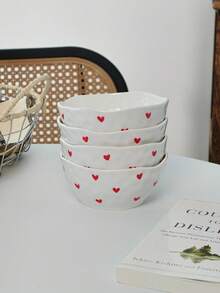 Cabin Kangaroo 1个/2个/4个手工陶瓷碗，不对称手绘心形极简设计，外观精美，造型可爱，适合盛放酸奶、沙拉、汤，也适合新年家庭聚会、派对等场合，易于清洗，可用洗碗机和消毒器消毒。 - 彩色 - 查看 14