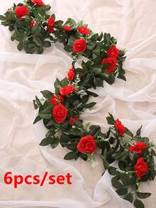 1/3件装人造玫瑰藤蔓篮，适用于婚礼装饰、生日派对、家居装饰，可用于餐厅、卧室、窗台、情人节、新年、户外花园等场合。 - 彩色 - 查看 10