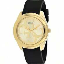 Guess Lady G 扭曲金色Logo黑色硅胶表带日常佩戴及派对礼品手表 W0911L3 - 黑金 - 查看 8