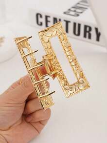 1个欧美新款粉色花朵锌合金方形发夹，适合旅行和日常佩戴，清新甜美。 - 彩色 - 查看 2