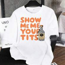 SHOW ME YOUR  Playful Edgy Design Tito's Vodka Print T-Shirt - Casual Crew Neck Cotton Tshirt, Super Soft, Summer Breathable Tee - Perfect For Humorous/Provocative Style Lovers - White - View 1