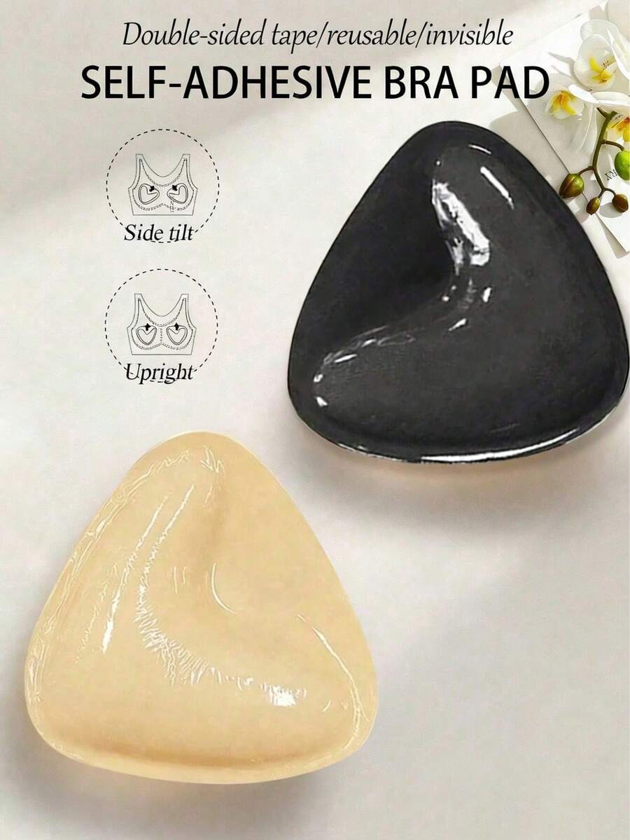 2片装超强提拉隐形胸垫，双面胶胸垫，隐形防水可重复使用乳贴，运动文胸和泳衣专用，母亲节礼物 - 彩色 - 查看 1