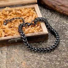 Retro Oxidized Black 6MM Cuban Chain Bracelet Punk Men Stainless Steel Biker Chain Bracelets Male Jewelry Gifts For Dad - Black - View 3