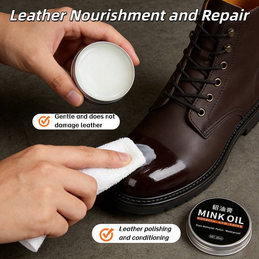 30ml - Leather Mink Oil Nourishing Balm, Suitable For Leather Boots, Leather Care And Cleaning, Waterproofing, Softening And Repairing Shoes.,Shoe Rack,Storage Saver,Outdoor,Garden,Travel Essential,Portable,Beach Essential,Graduation Season,Commencement,Graduation Ceremony,Graduation Gift,Graduation Present,Graduation Gift,Graduation Present,Congrats Grad,Congratulations Graduate,Valedictorian,Finish School,Graduation Party - Black - View 1