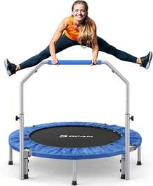 FLYBIRD BCAN Blue 40/48" Foldable Mini Trampoline Max Load 330lbs/440lbs, Fitness Rebounder With Adjustable Foam Handle, Exercise Trampoline For Adults Indoor/Garden Workout - Blue - View 9