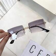 2026 New European And American Minimalist Street Style Women Frameless Rectangular Glasses, Fashionable Frameless Design - Multicolor - View 5
