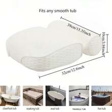 Upgraded 4D Bath Pillow 7 Suction Cup Thickened Bathtub Pillow, Non-Slip Machine Washable Bath Pillow Comfortable Neck Protection/Bathroom Spare Parts/Toiletries/Ergonomic Design - White - View 3