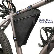 Bike Frame Bag, Premium Bike Pouch For Mountain Road Bike, Lightweight Triangle Bicycle Frame Bag (Small Black) - / - View 3