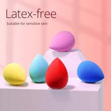 BEAKEY Makeup Sponge Set 5 Pack Micro Porous Low Absorption Soft Latex Free Foundation Beauty Sponges Blenders For Powder Cream - 5 miếng mút xốp nhiều màu - Xem 8
