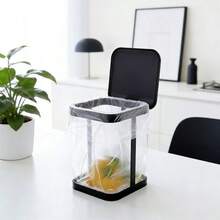 Japanese Style Desktop Trash Can, Mini Household Kitchen/Living Room Countertop Garbage Holder, Flip-Top Desk Trash Bin - B - View 7