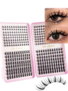 384片单根假睫毛,睫毛册,簇状假睫毛,DIY家用睫毛嫁接,簇状假睫毛,单根假睫毛,漫画睫毛簇套装,尖刺簇状睫毛嫁接套装,动漫睫毛,单根浓密睫毛嫁接套装,DIY家用8-16毫米簇状睫毛套装,含粘合剂和密封剂,防水,含镊子 - 彩色 - 查看 3
