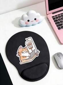 Alfombrilla de ratón con reposamuñecas antideslizante, diseño de gato bebiendo café, diseño ergonómico con reposamuñecas, accesorio y decoración de escritorio de oficina, alfombrilla de ratón de piel sintética, alfombrilla de ratón cómoda con reposamuñecas suave, alfombrilla de escritorio de computadora, almohadilla para teclado de oficina, protector de escritorio, adecuada para base antideslizante, gaming, antideslizante, computadora, portátil, oficina y uso doméstico, recuerdo de temporada de graduación, adecuada para oficina y gaming, una idea de regalo festivo perfecta - Multicolor - Ver 4