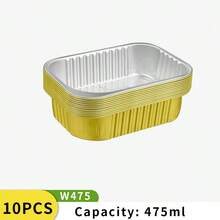 10pcs/Pack Disposable Gold Rectangular Aluminum Foil Baking Trays, Multi-Size Options, Takeout Packaging Boxes, Suitable For Oven, Air Fryer - Gold - View 15