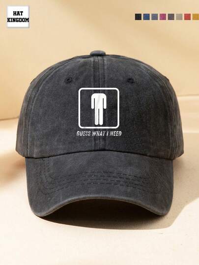 1pc Unisex Outdoor Casual Fashion Adjustable Size Personalized Minimalist Y2K Style Graphic Print Distressed Black Multicolor Baseball Cap, Suitable For Daily Matching, Camping, Fishing, Travel, Sports