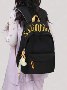 New Arrival Large Capacity Backpack, Letter & Multi-Pocket Design, Travel Backpack, Casual College Style - Multicolor - View 8