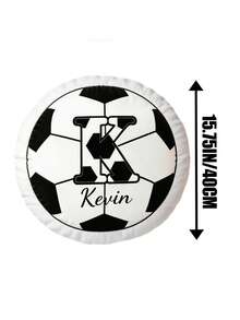 Custom Soccer Letter Pillow,Personalized Initial Pillow With Name,Football Lover Player Fans Gift - Black and White - View 6
