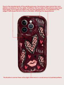 Heart-Shaped Cream Swirl Wave Edge Burgundy Shockproof Thick Printed Phone Case Suitable Compatible With Iphone 17/17 Pro/17 Pro Max, 16 XR/7/8, 15 Pro Max, 12 Pro Max, 13 Pro Max, 14 Pro Max, 13, 14, 11, 12, P11, P12, XS, XR, 7/8, P7/8, GES2 - Multicolor - View 8