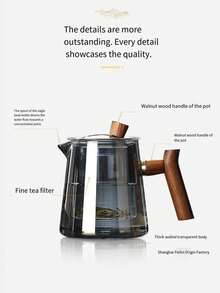 1 Set Wooden Handle Glass Teapot, Teacup And Tea Set, Heat-Resistant Glass Teapot, Elegant Glass Lining Cup, Suitable Slouchy Tea Strainer, Outdoor Luxury High-End Tea Set - Multicolor - View 11