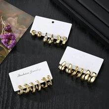 18pcs/Set Minimalist Geometric CCB Earring Set - Gold - View 4