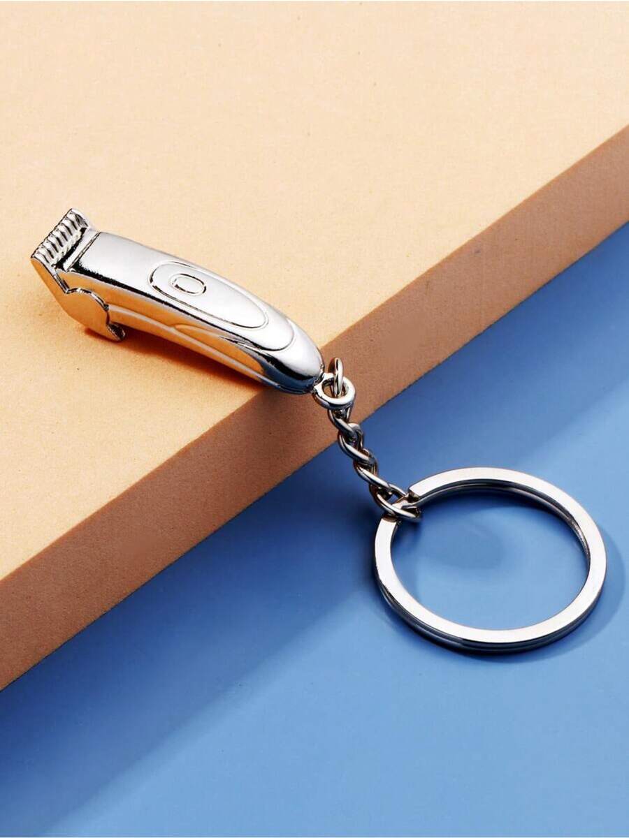 Street 1pc Creative Lifelike Men's Hair Clipper Shaped Keychain Barber Shop Event Gift For Father Car Accessories Bag Charm School Cute Goth Y2k - Bạc - Xem 1