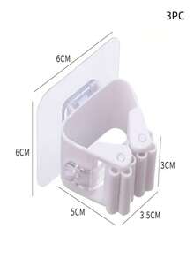 Wall Mounted Mop Holder Hook, No Drill Adhesive Broom Organizer Hanger, Bathroom Storage Clip - A - View 7