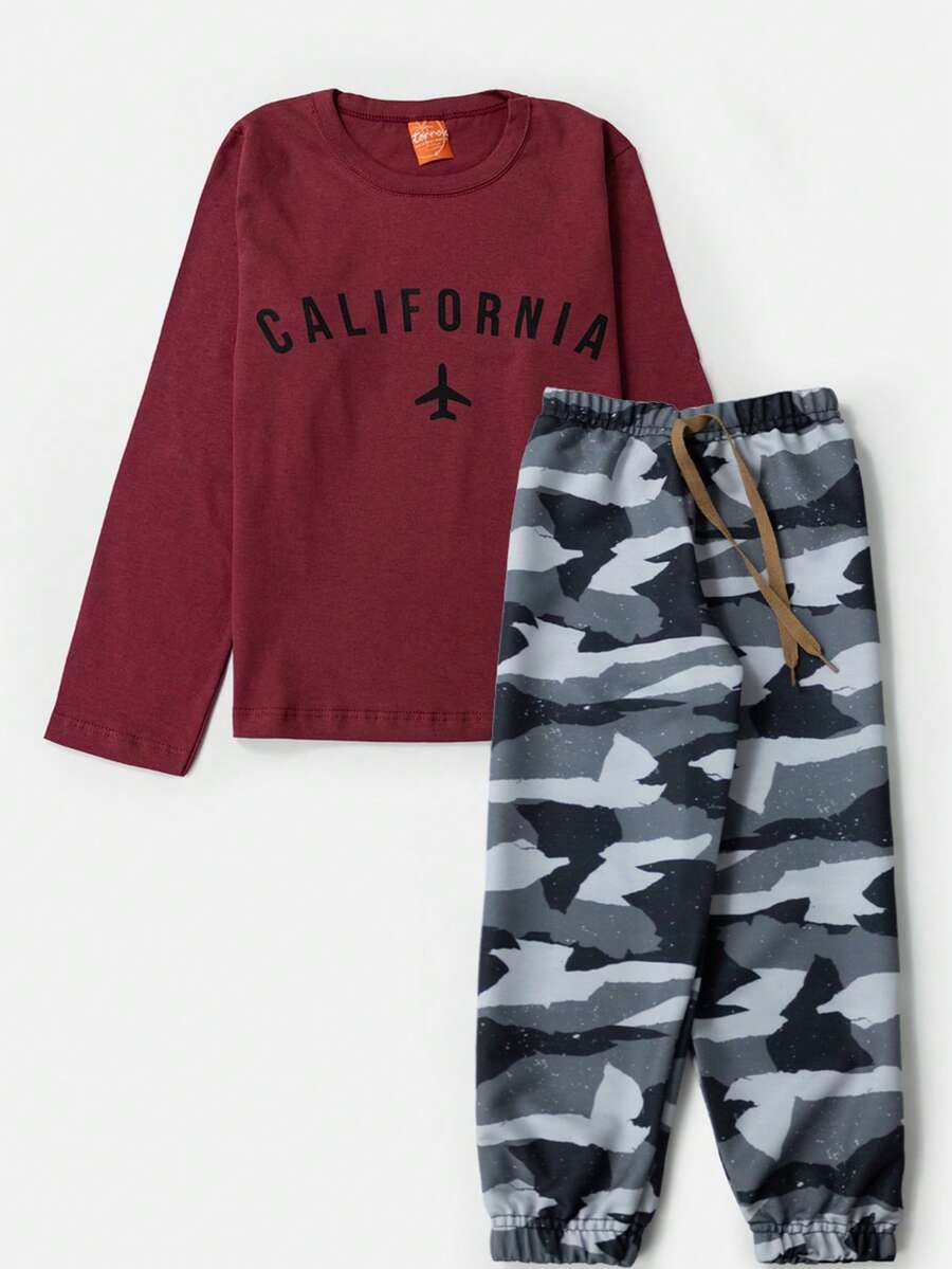 Conjunto Infantil Masculino Meia Estação California 0537 Bordô - Torrox
