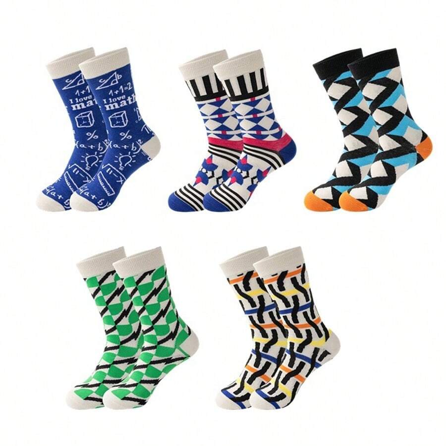 Fashion Hip Hop Men's And Women's Socks Skateboarding Oil Painting Happy Socks Funny Socks Sports And Leisure Men's Middle Socks - Multicolor - View 1