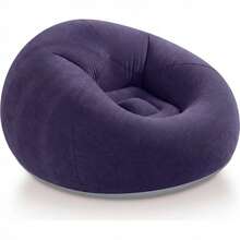 Inflatable Lounge Chair 2 in 1 with Inner and Outer Airbags, Sillón Inflable Individual Doble Capa de Aire, Portable Blow Up Armchair with Foot Pump, Rojo y Azul, para Sala Estar Descanso Oficina Camping Hogar - Azul Marino - Ver 9