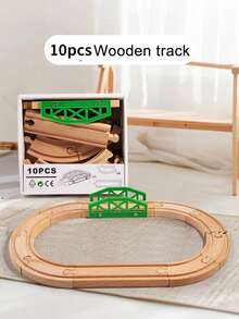Wooden Train Track Set - 10pcs, 15pcs, 18pcs, 21pcs Track Set, Halloween Gift - Multicolor - View 3